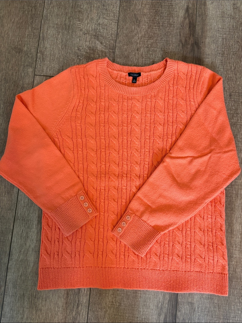 Talbots Orange Cable-Knit Crewneck Sweater for Women